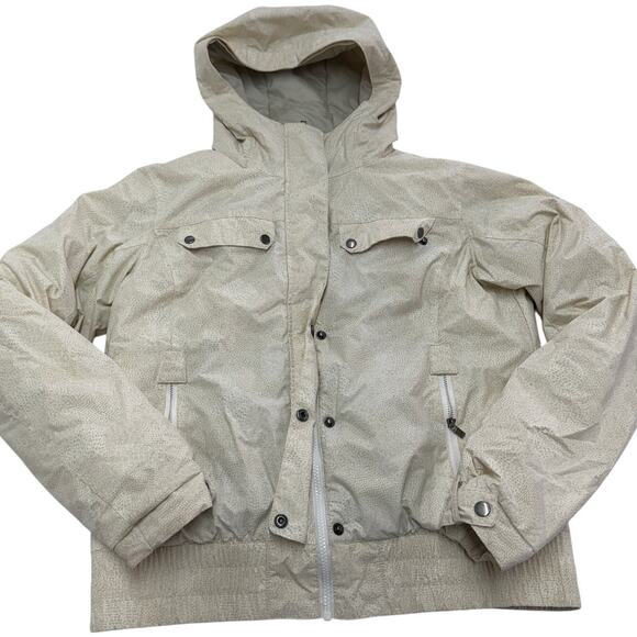 Columbia Coat Women Large Seasalt Cream PEAK DRIFTER II Bomber Hood OMNI-Shield - Picture 1 of 8